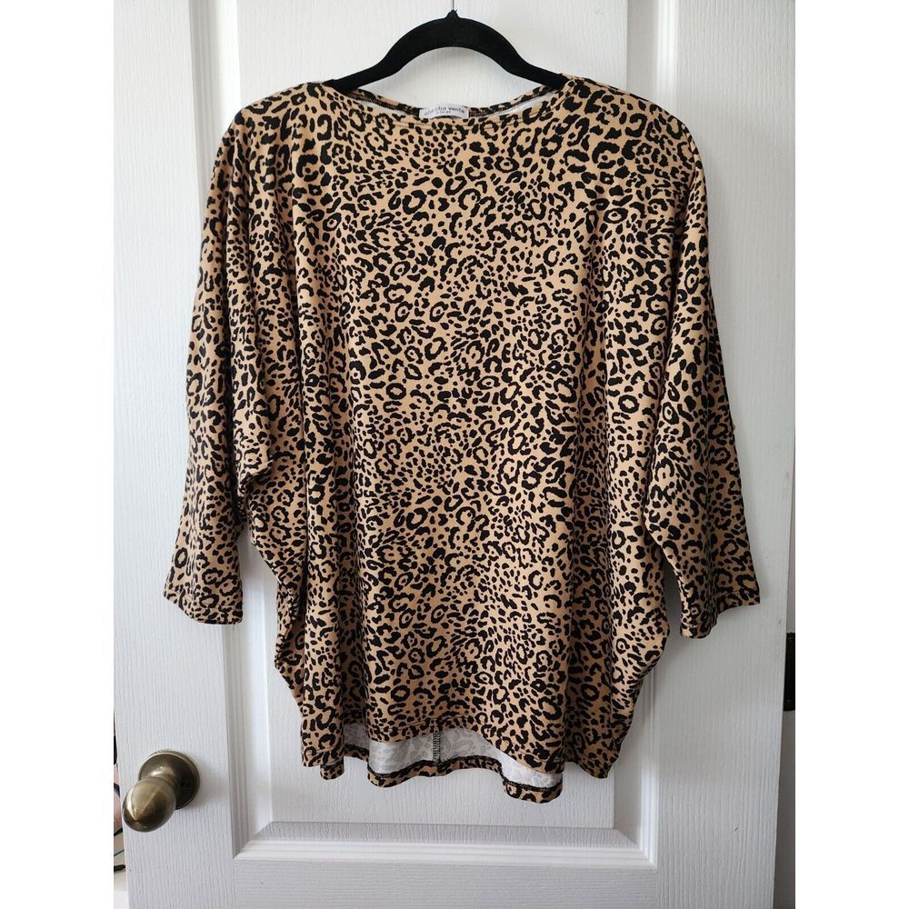 Cha Cha Vente‎ Vintage Women's Animal Print Blouse 3/4 Dolman Sleeve Size  XL